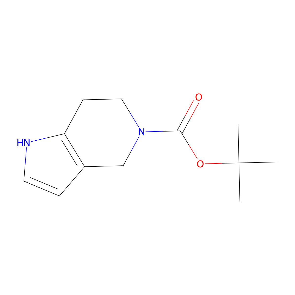 tert-butyl 1H,4H,5H,6H,7H-pyrrolo(3,2-c)pyridine-5-carboxylate molecular structure, CAS 1414958-79-4