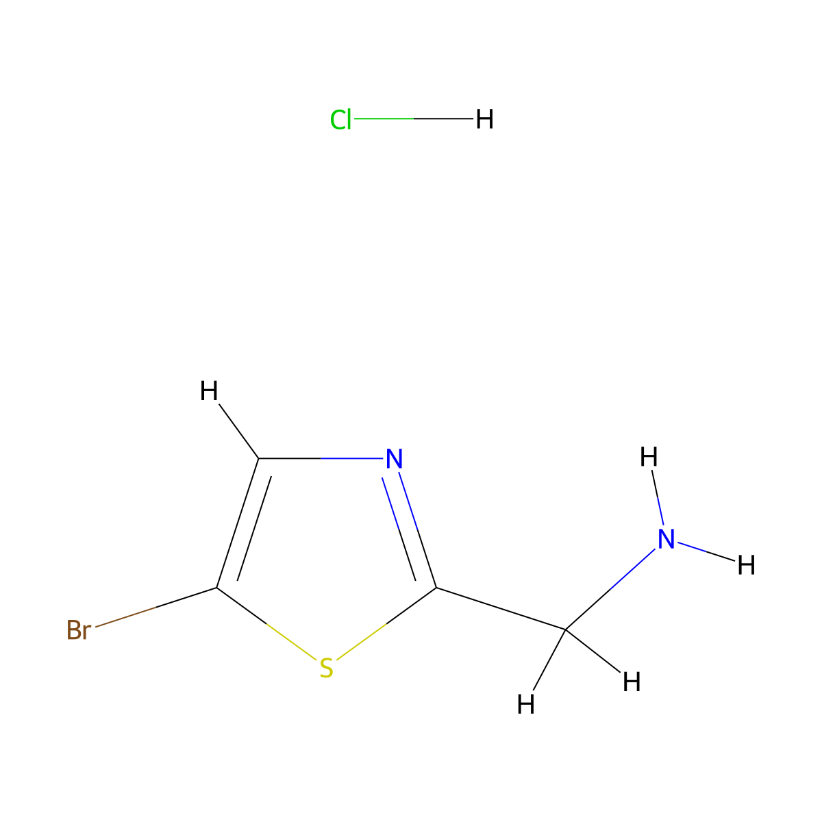 1-(5-Bromo-1,3-thiazol-2-yl)methanamine hydrochloride molecular structure, CAS 1414958-88-5
