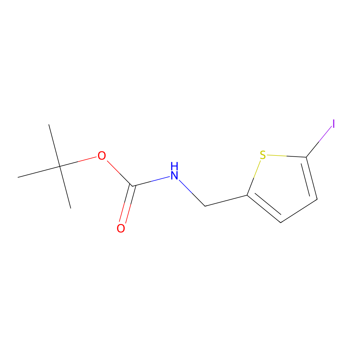 (5-Iodo-thiophen-2-ylmethyl)-carbamic acid tert-butyl ester molecular structure, CAS 1414958-93-2