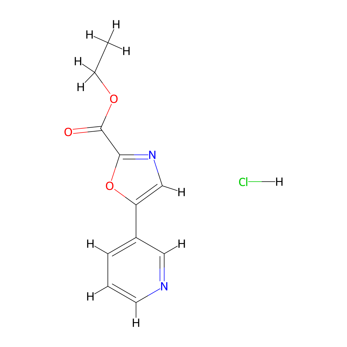 5-Pyridin-3-yl-oxazole-2-carboxylic acid ethyl ester hydrochloride molecular structure, CAS 1414958-95-4