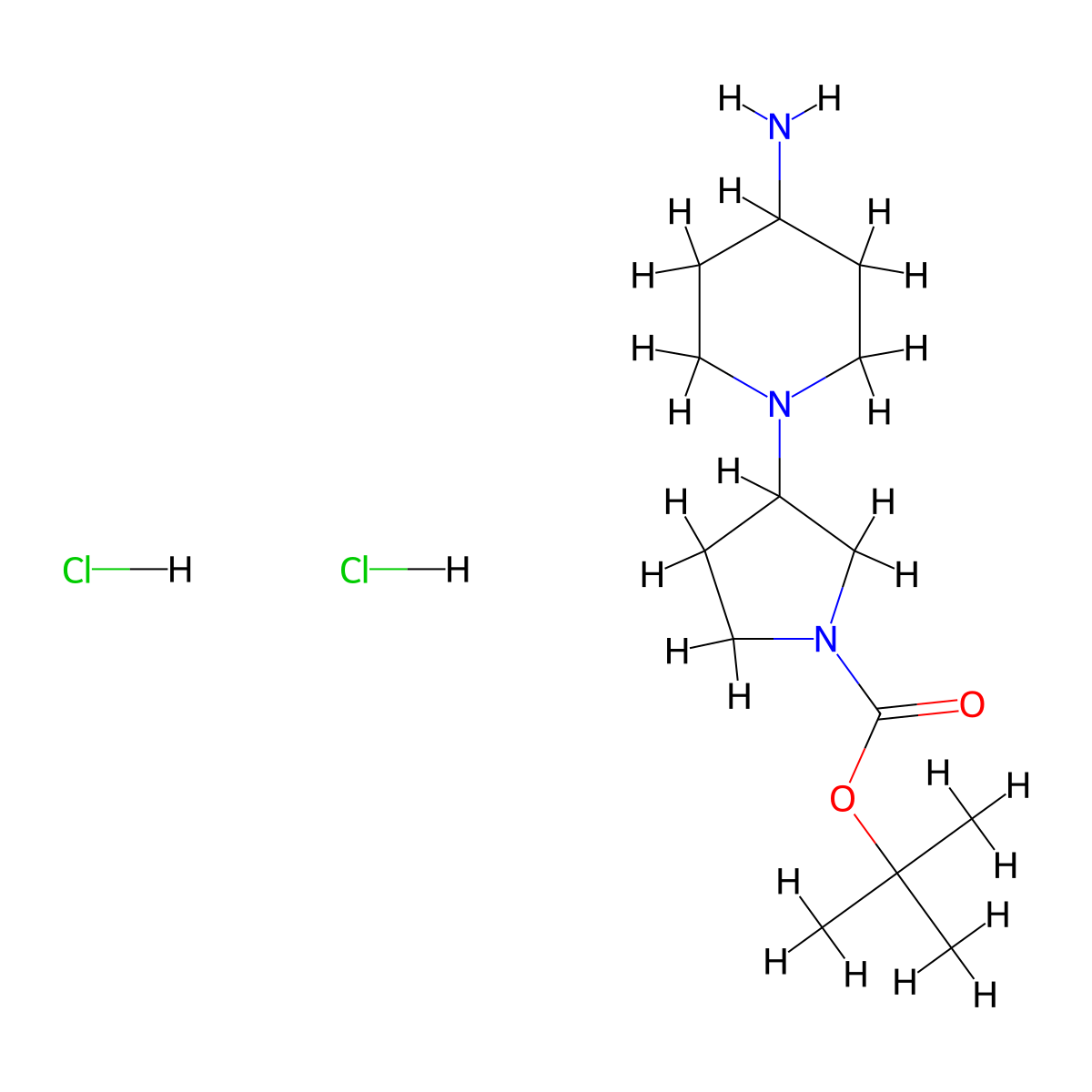 3-(4-Amino-piperidin-1-yl)-pyrrolidine-1-carboxylic acid tert-butyl ester dihydrochloride molecular structure, CAS 1414958-97-6