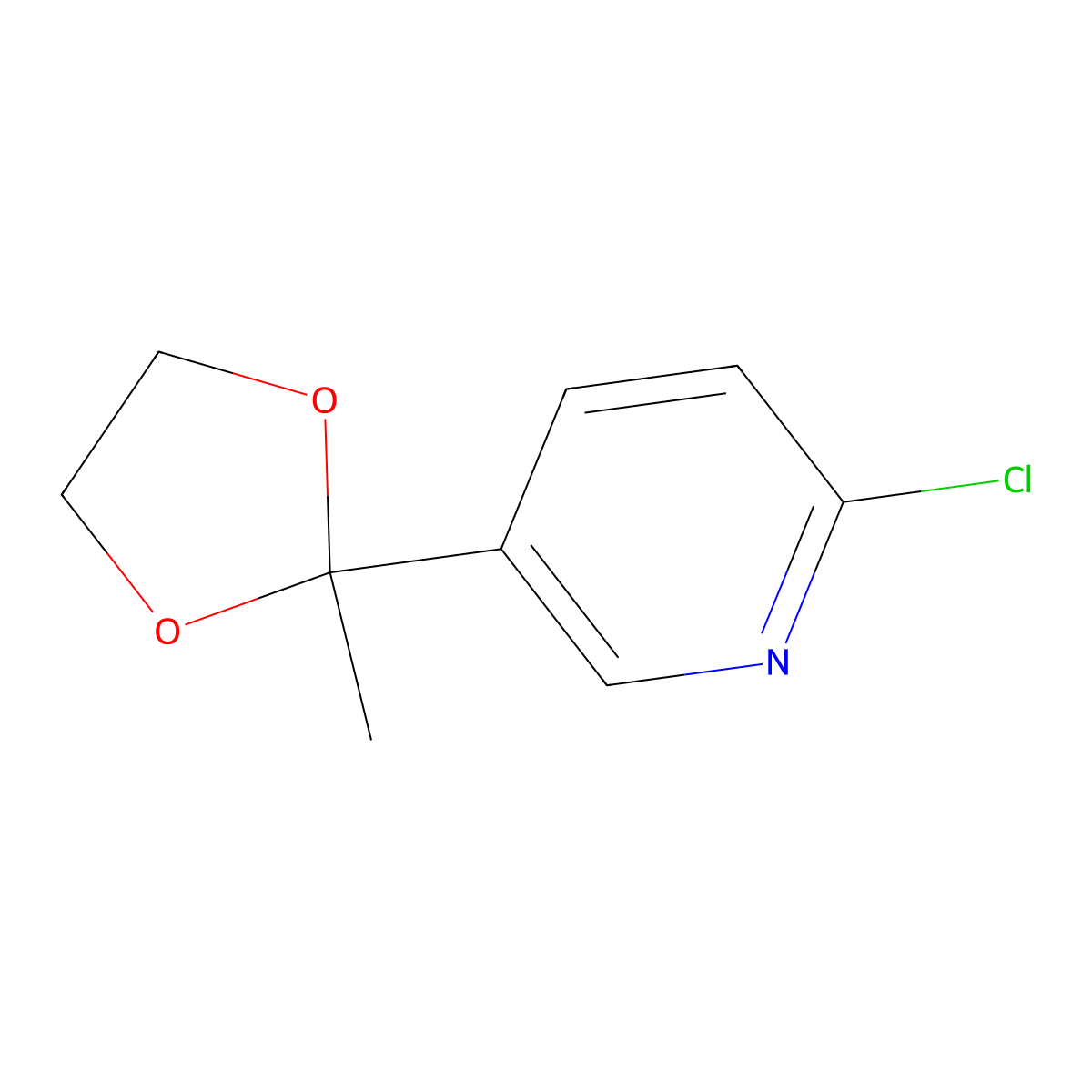 2-Chloro-5-(2-methyl-[1,3]dioxolan-2-yl)-pyridine molecular structure, CAS 1414959-09-3