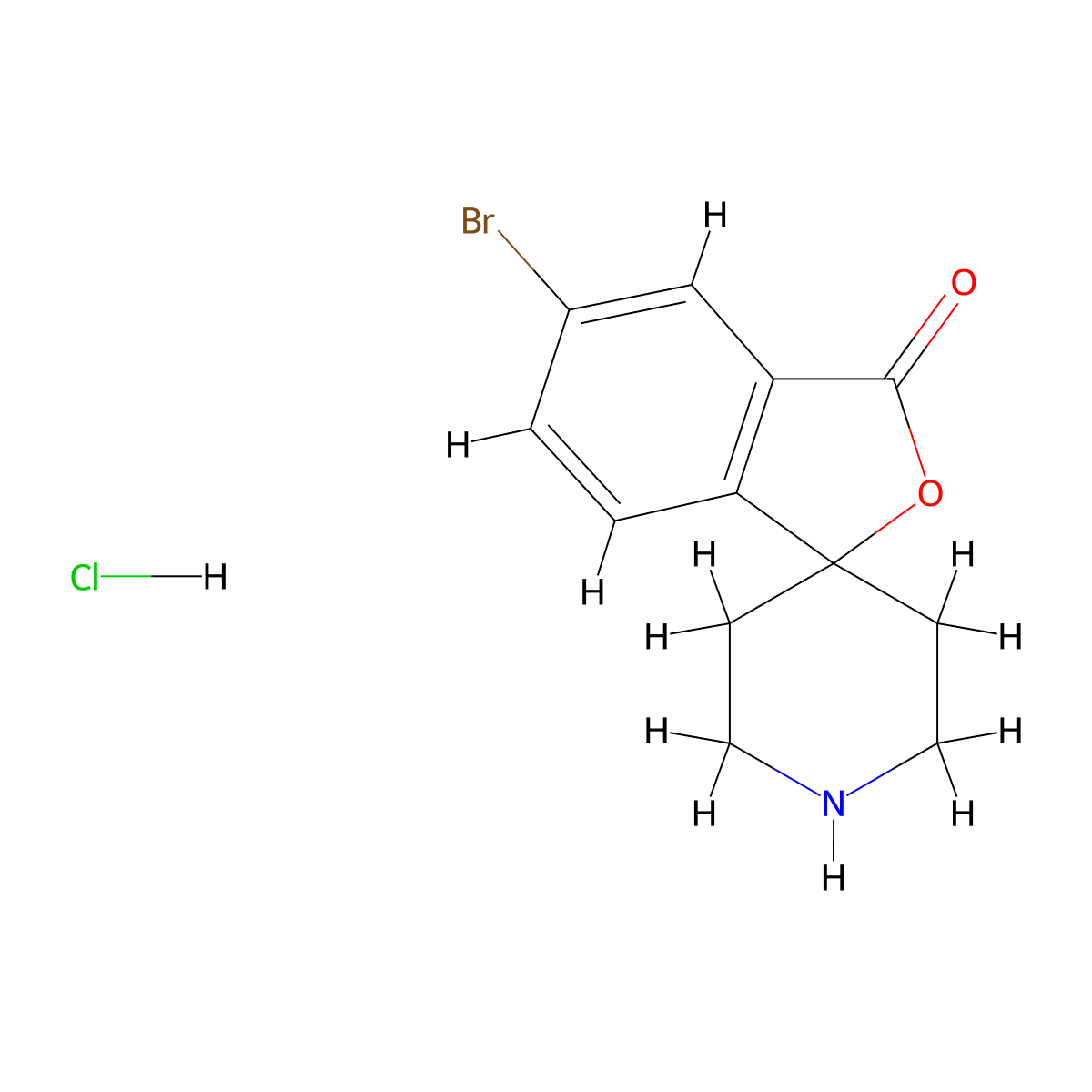 5-bromo-3H-spiro[isobenzofuran-1,4'-piperidin]-3-one hydrochloride molecular structure, CAS 1414959-11-7