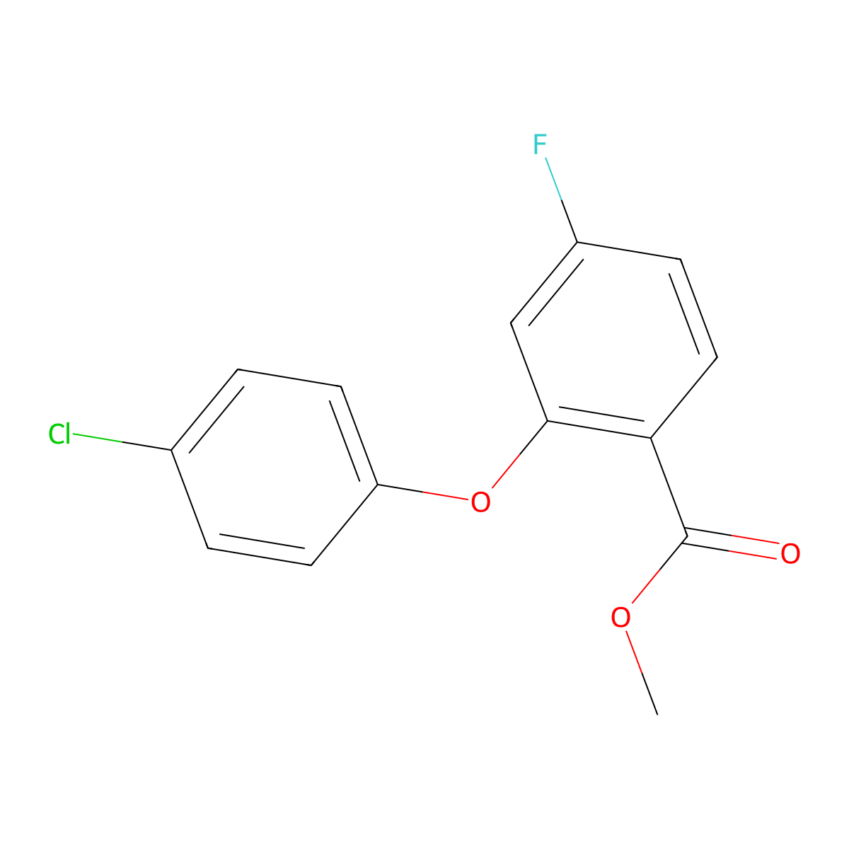 2-(4-Chloro-phenoxy)-4-fluoro-benzoic acid methyl ester molecular structure, CAS 1414959-12-8