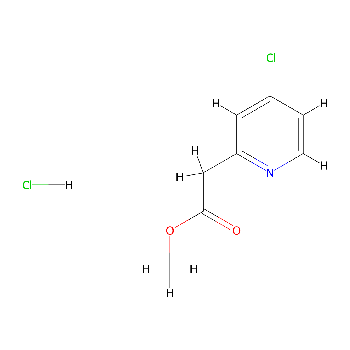 (4-Chloro-pyridin-2-yl)-acetic acid methyl ester hydrochloride molecular structure, CAS 1414959-20-8