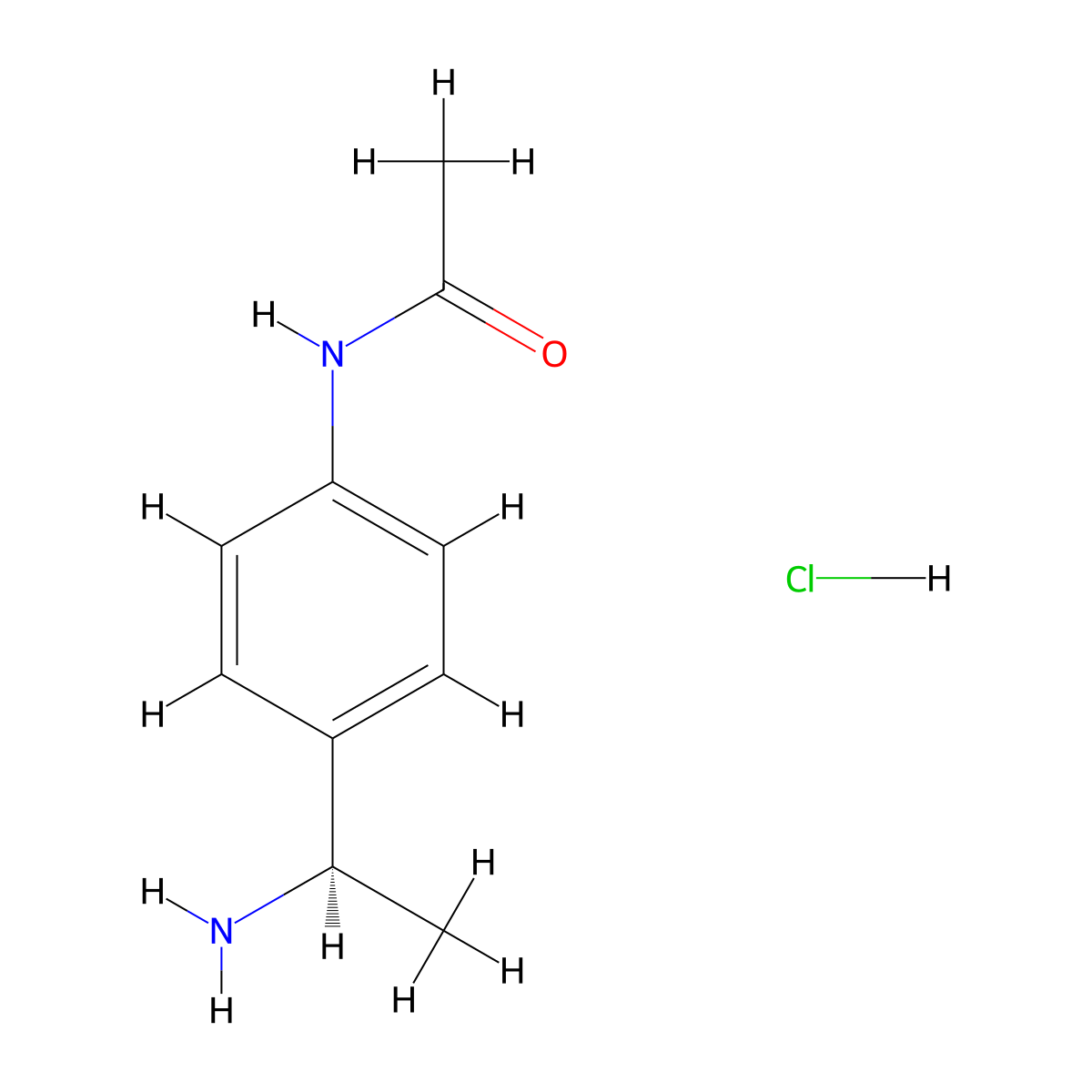 (R)-N-[4-(1-Amino-ethyl)-phenyl]-acetamide hydrochloride molecular structure, CAS 1414960-53-4
