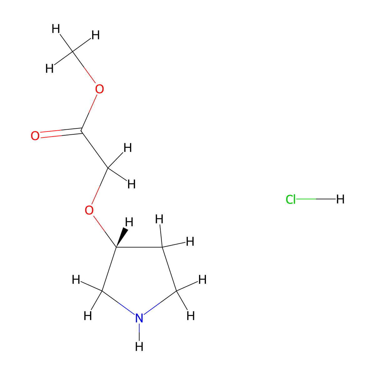 methyl 2-[(3R)-pyrrolidin-3-yloxy]acetate hydrochloride molecular structure, CAS 1414960-62-5