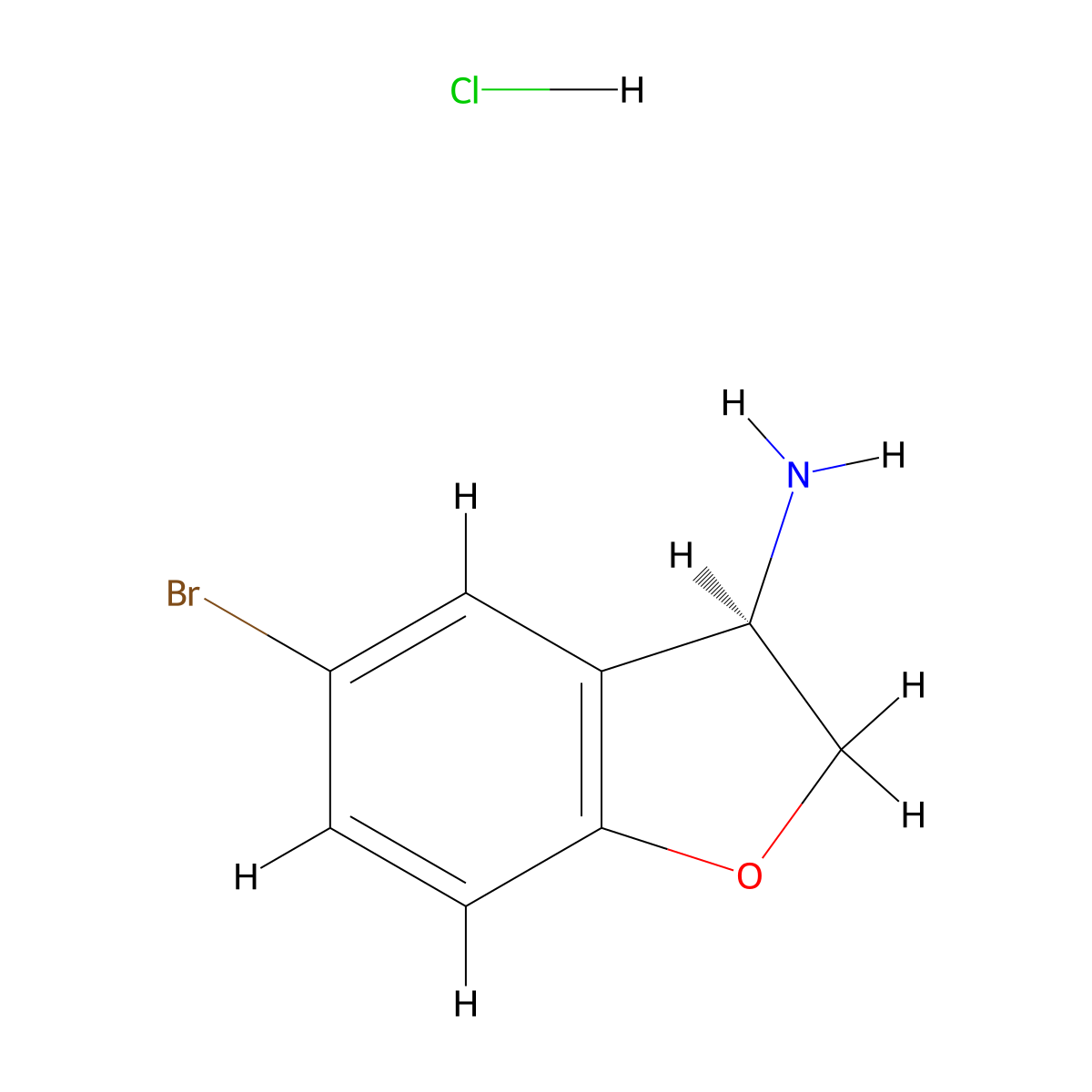 (R)-5-Bromo-2,3-dihydro-benzofuran-3-ylamine hydrochloride molecular structure, CAS 1414960-64-7