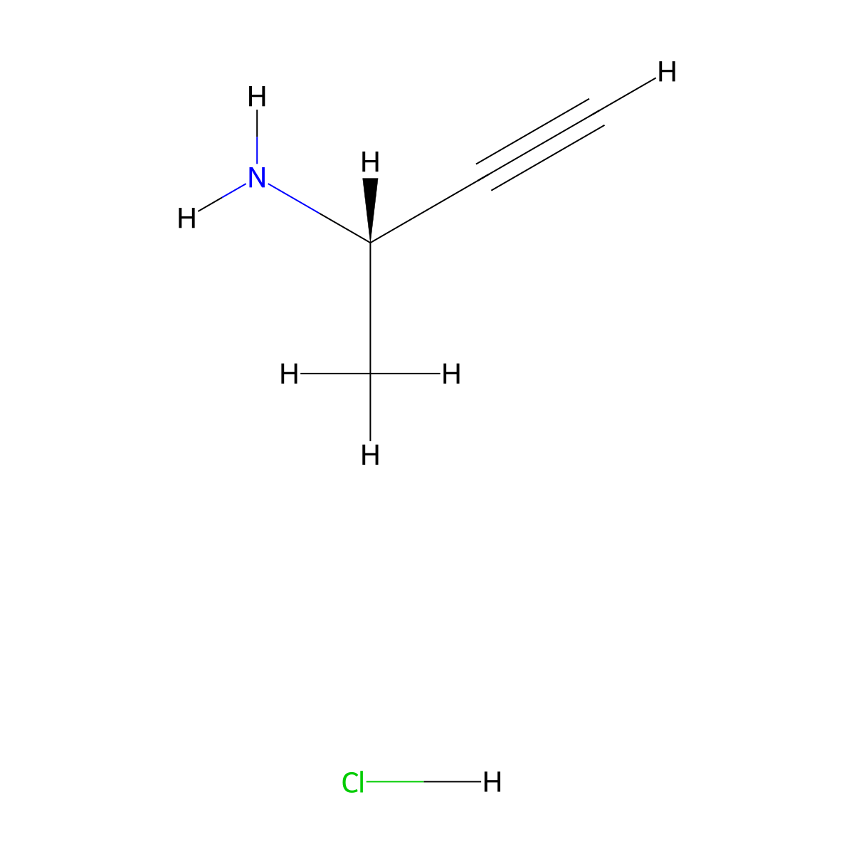 (S)-But-3-yn-2-amine hydrochloride molecular structure, CAS 1414960-66-9