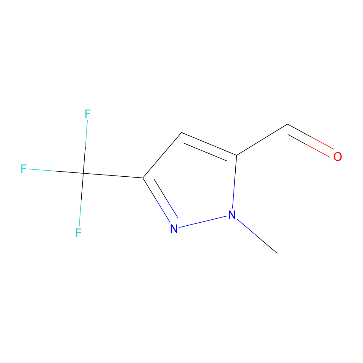 1-methyl-3-(trifluoromethyl)-1H-pyrazole-5-carbaldehyde molecular structure, CAS 1414962-92-7