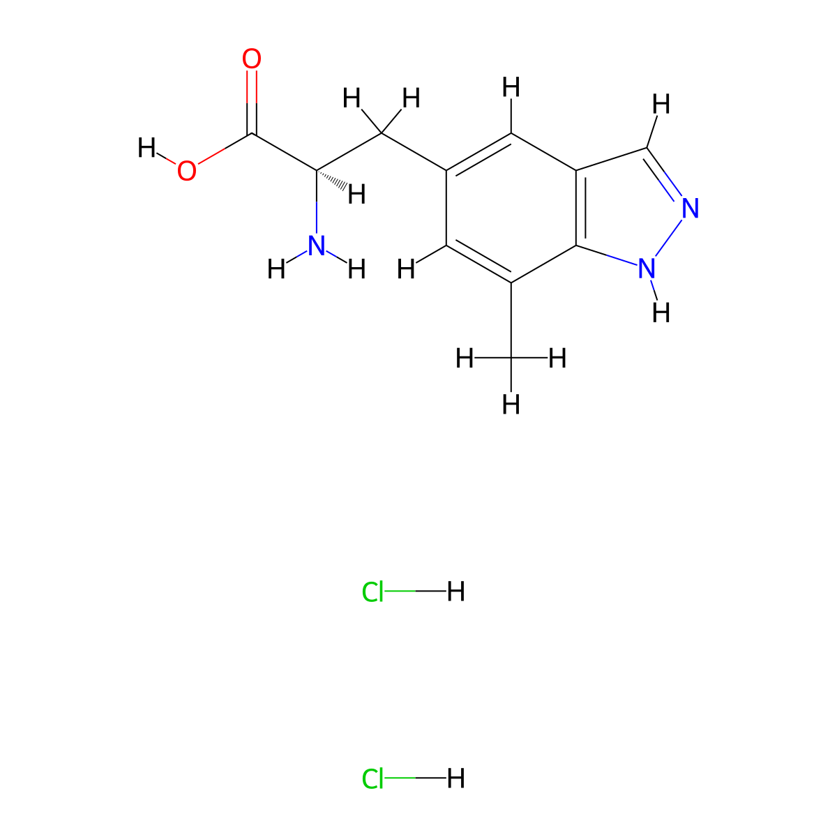 (2R)-2-amino-3-(7-methyl-1H-indazol-5-yl)propanoic acid;dihydrochloride molecular structure, CAS 1414976-15-0