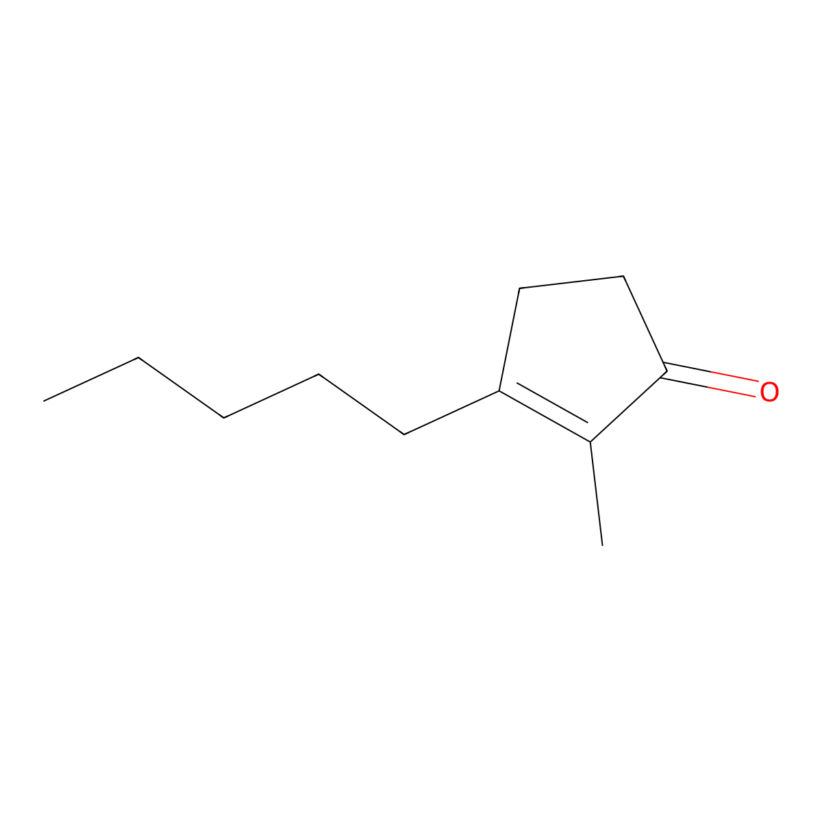 2-Cyclopenten-1-one, 2-methyl-3-pentyl- molecular structure, CAS 1415-75-4