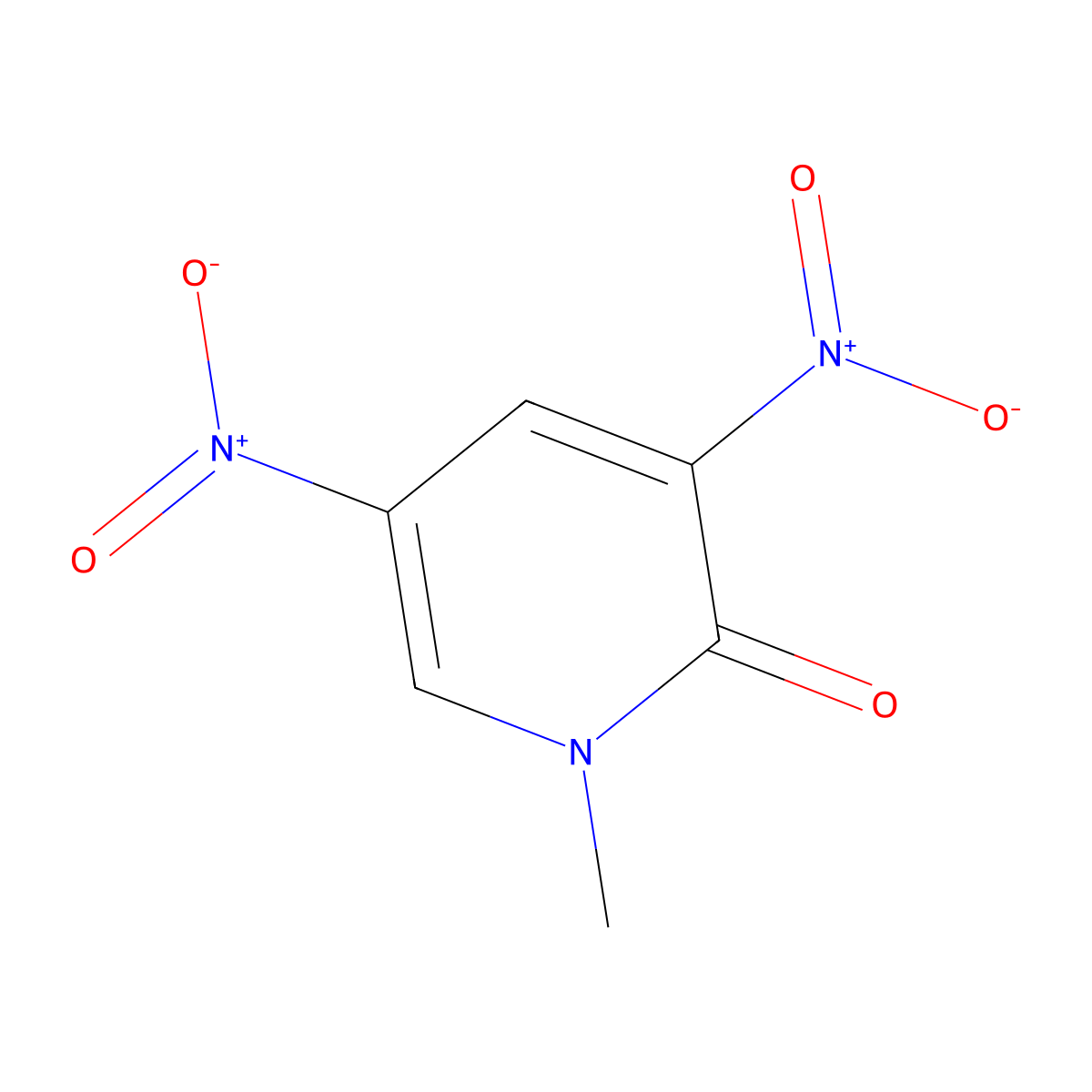 1-Methyl-3,5-dinitro-1H-pyridin-2-one molecular structure, CAS 14150-94-8