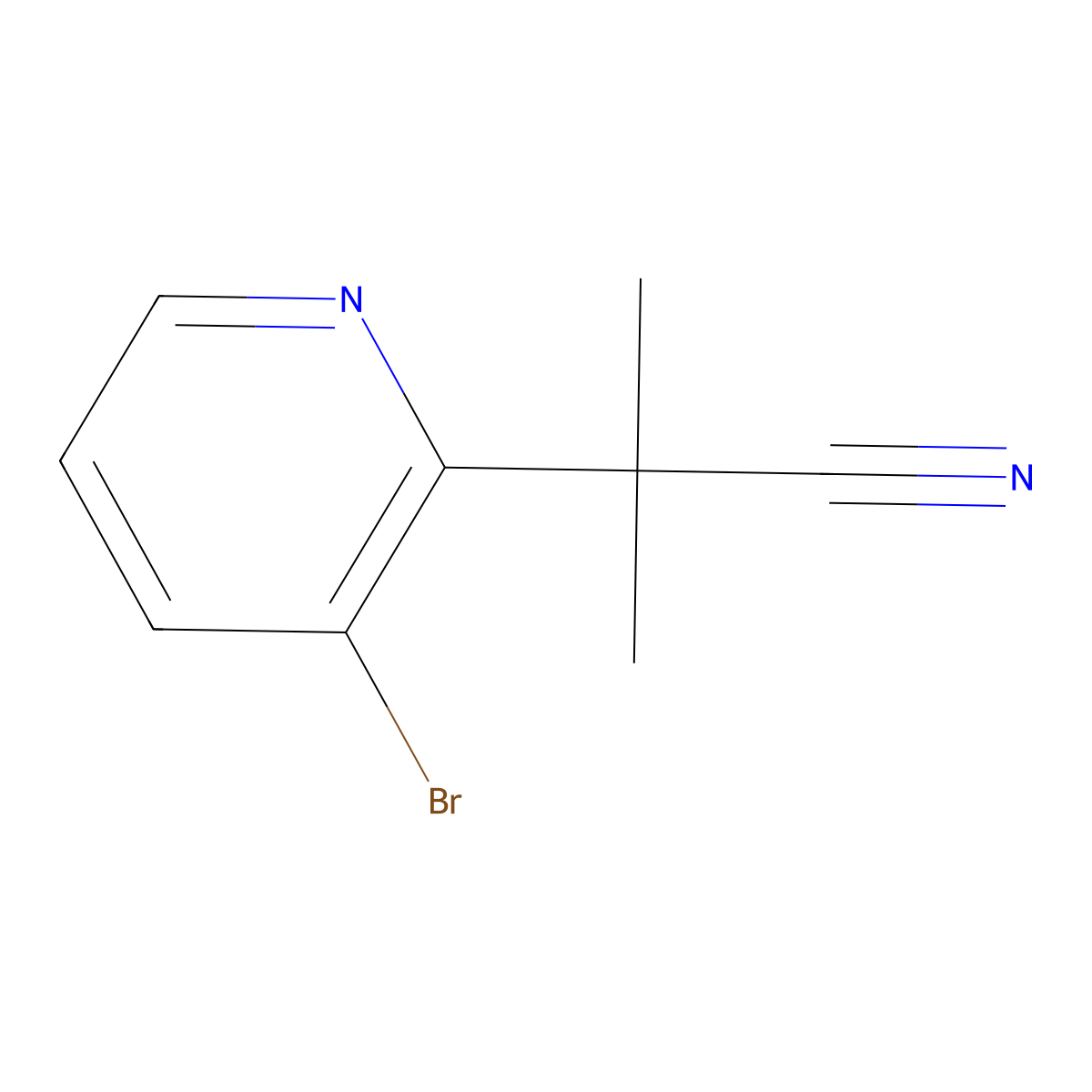 2-(3-Bromopyridin-2-yl)-2-methylpropanenitrile molecular structure, CAS 1415018-68-6
