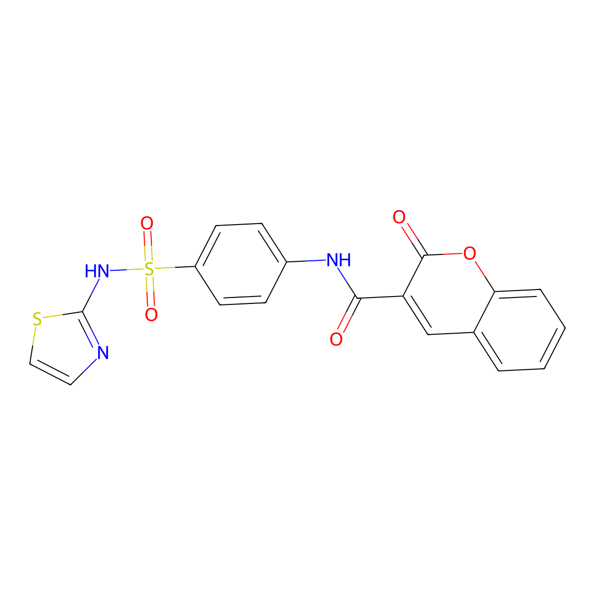 2-oxo-N-[4-(1,3-thiazol-2-ylsulfamoyl)phenyl]-2H-chromene-3-carboxamide molecular structure, CAS 141502-02-5