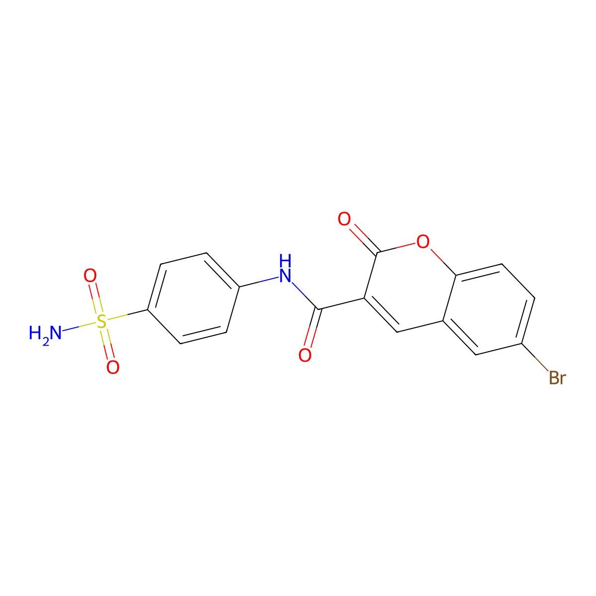 6-bromo-2-oxo-N-(4-sulfamoylphenyl)-2H-chromene-3-carboxamide molecular structure, CAS 141502-03-6