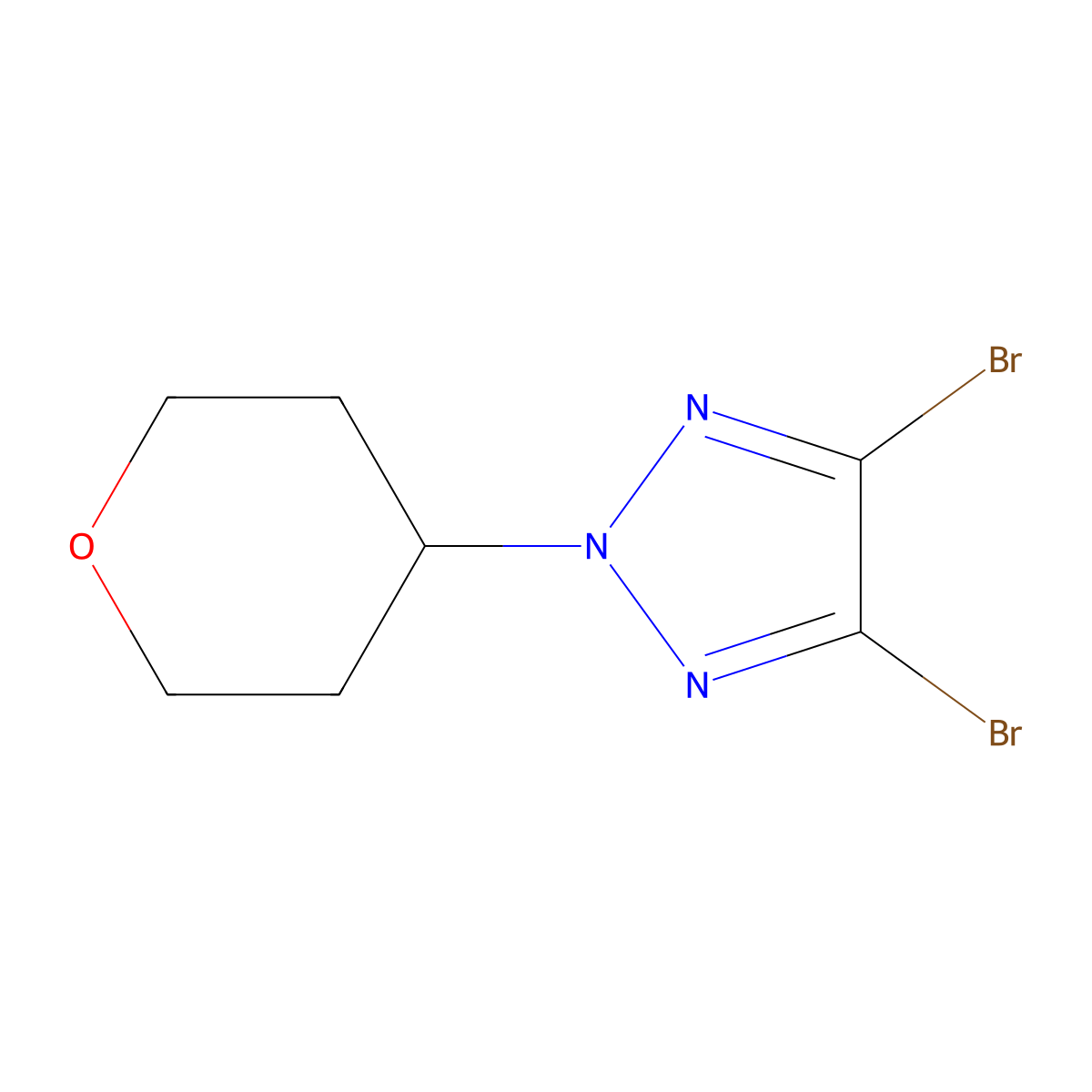 4,5-Dibromo-2-(tetrahydro-2H-pyran-4-yl)-2H-1,2,3-triazole molecular structure, CAS 1415030-03-3