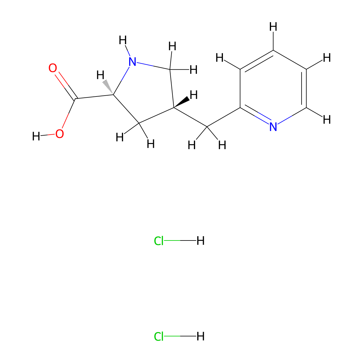 (2S,4S)-4-(Pyridin-2-ylmethyl)pyrrolidine-2-carboxylic acid dihydrochloride molecular structure, CAS 1415039-23-4