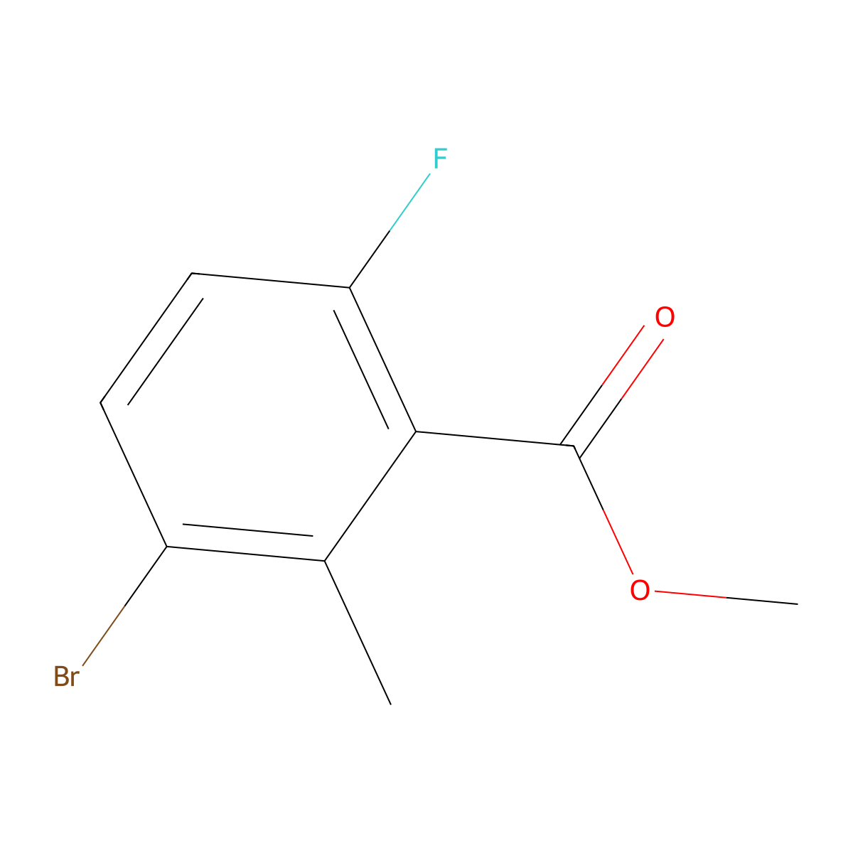 Methyl 3-bromo-6-fluoro-2-methylbenzoate molecular structure, CAS 1415045-22-5