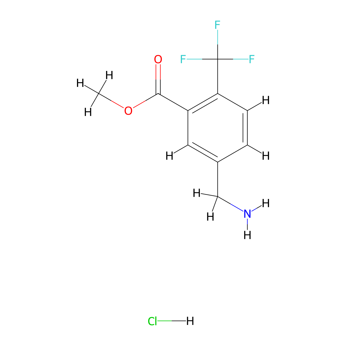 Methyl 5-(aminomethyl)-2-(trifluoromethyl)benzoate hydrochloride molecular structure, CAS 1415089-91-6