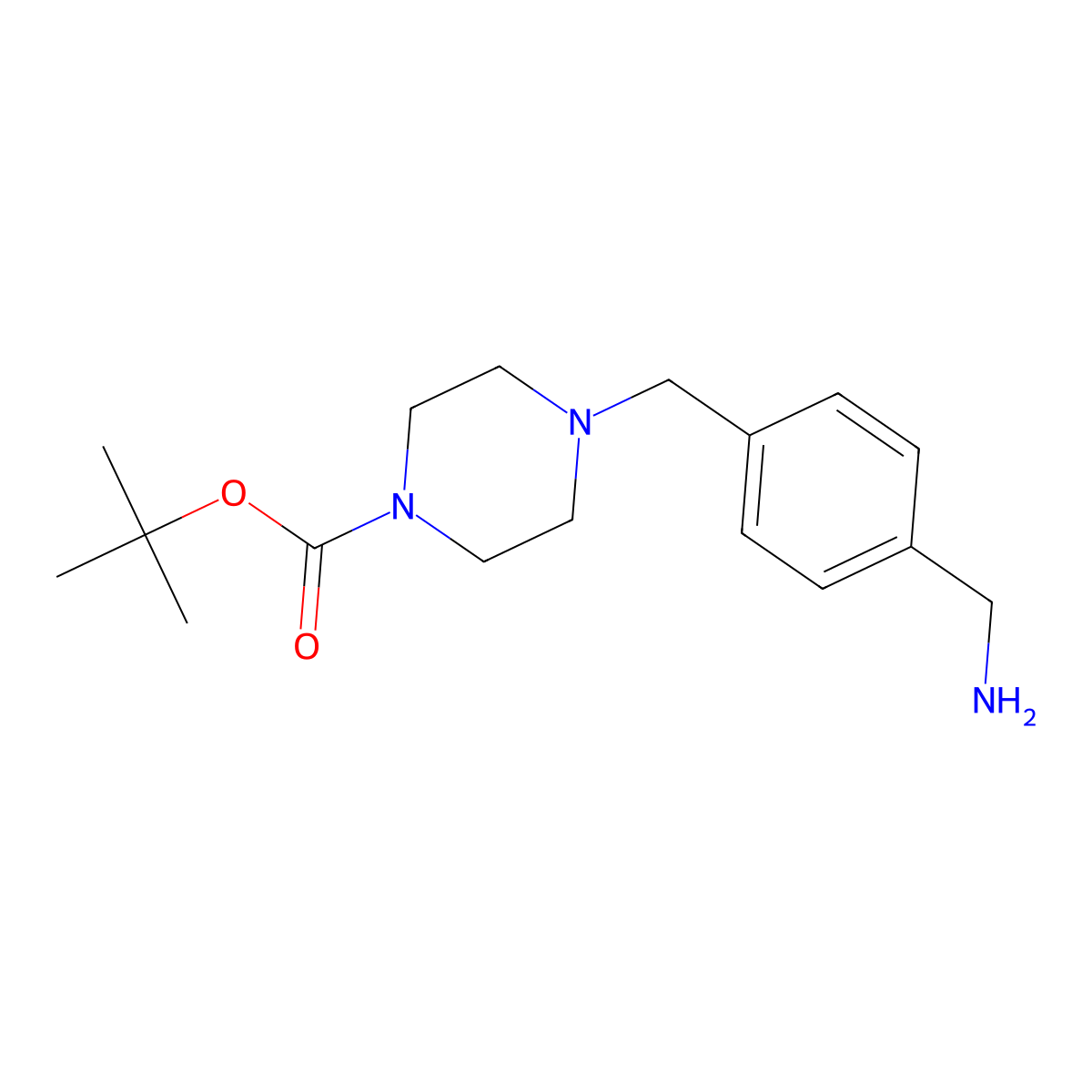 Tert-butyl 4-(4-(aminomethyl)benzyl)piperazine-1-carboxylate molecular structure, CAS 1415109-59-9