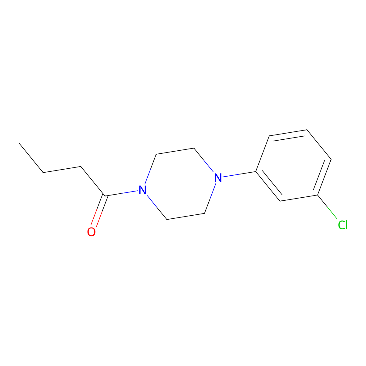 Piperazine, 1-(3-chlorophenyl)-4-(1-oxobutyl)- molecular structure, CAS 141511-19-5