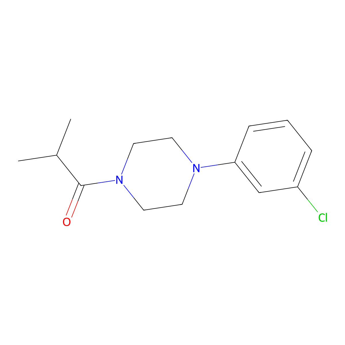 1-[4-(3-Chlorophenyl)piperazin-1-yl]-2-methylpropan-1-one molecular structure, CAS 141511-20-8