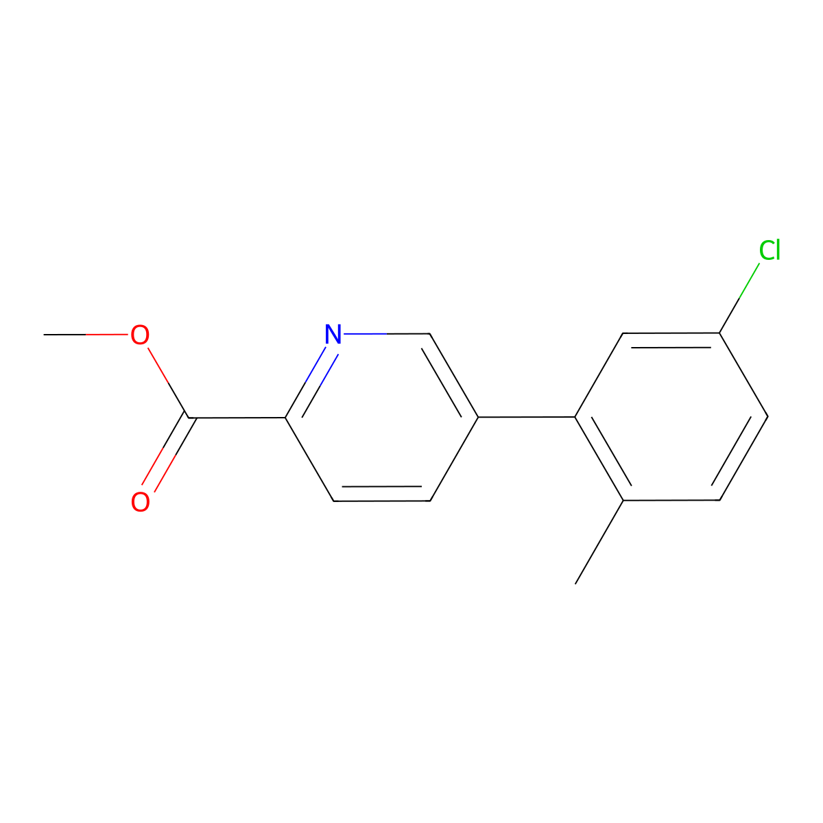 Methyl 5-(5-chloro-2-methylphenyl)picolinate molecular structure, CAS 1415129-66-6