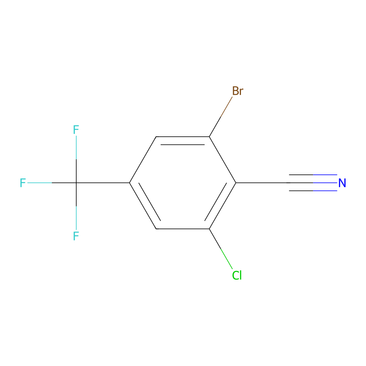 2-Bromo-6-chloro-4-(trifluoromethyl)benzonitrile molecular structure, CAS 1415130-42-5