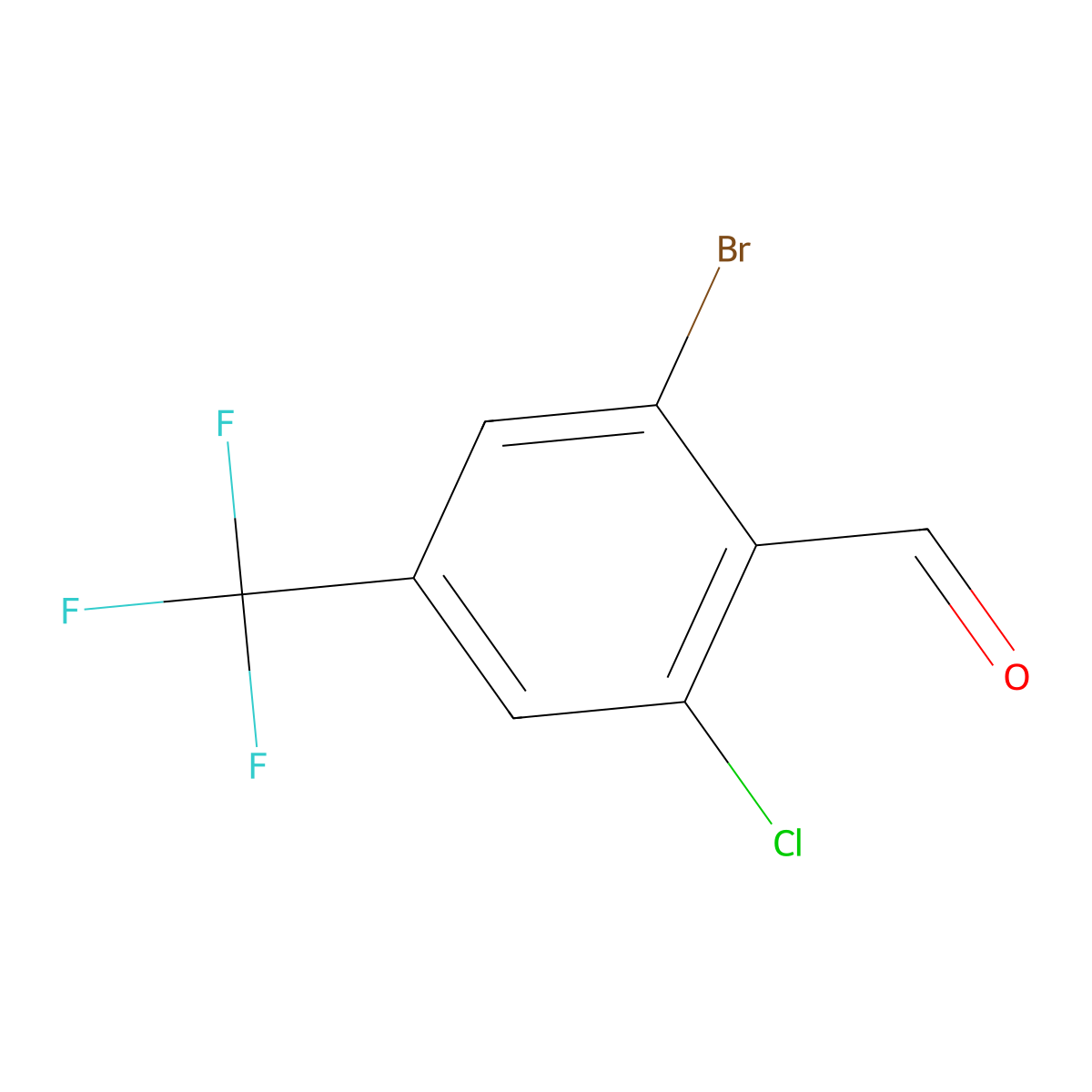 2-Bromo-6-chloro-4-(trifluoromethyl)benzaldehyde molecular structure, CAS 1415130-43-6