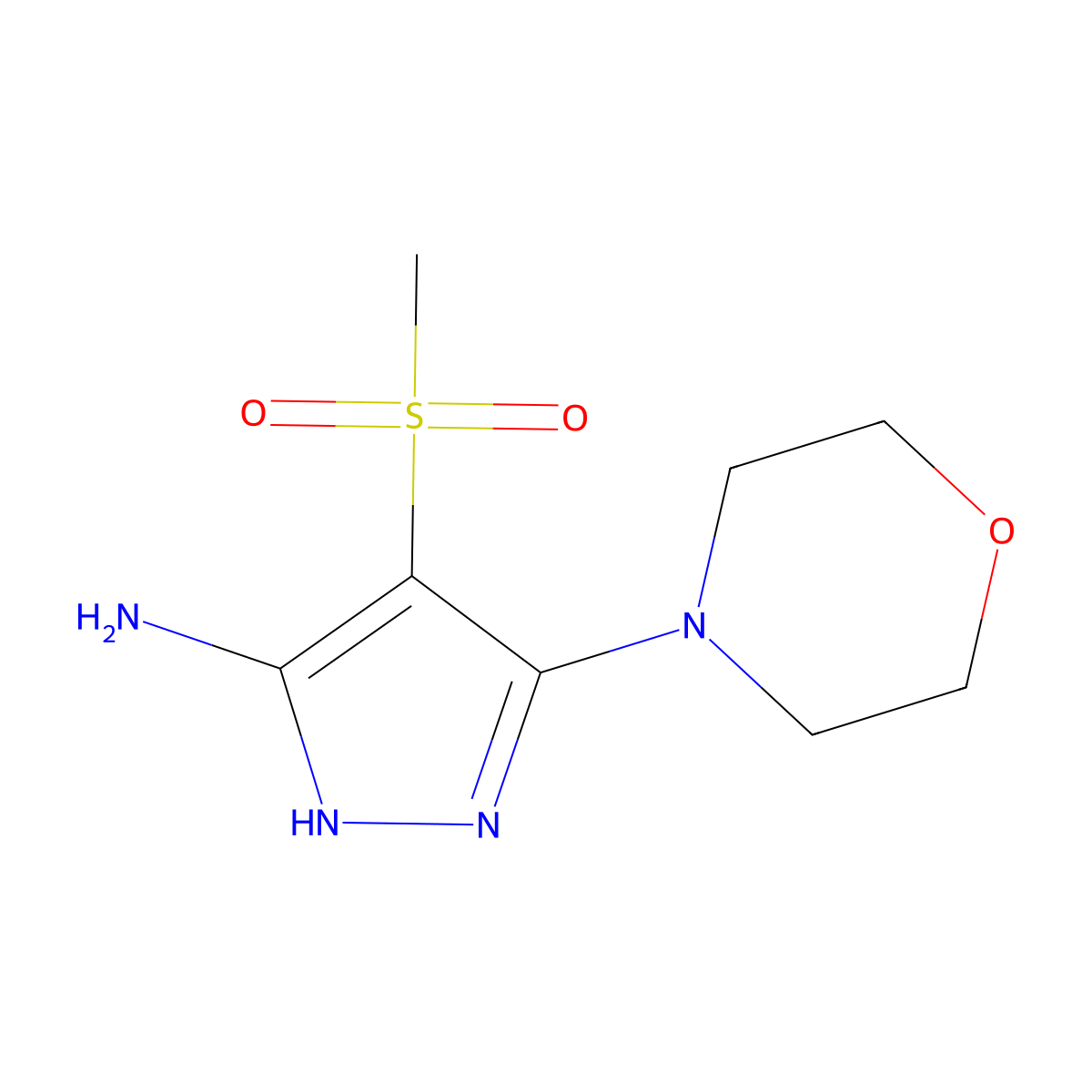 4-methanesulfonyl-3-(morpholin-4-yl)-1H-pyrazol-5-amine molecular structure, CAS 1415138-74-7