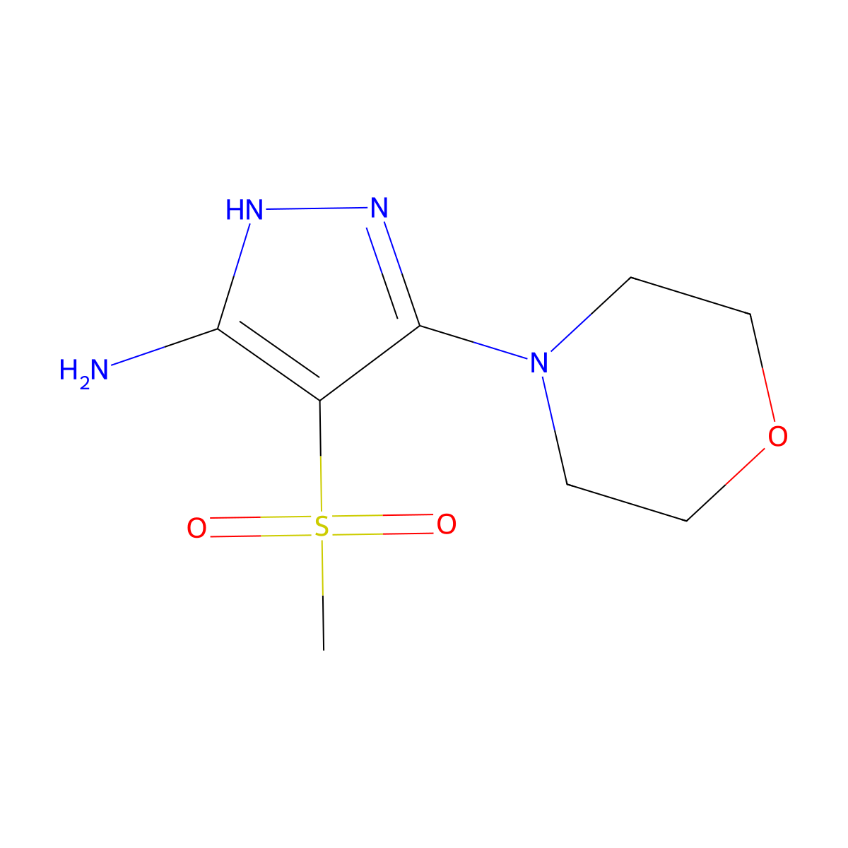 4-methanesulfonyl-3-(morpholin-4-yl)-1H-pyrazol-5-amine molecular structure, CAS 1415138-74-7