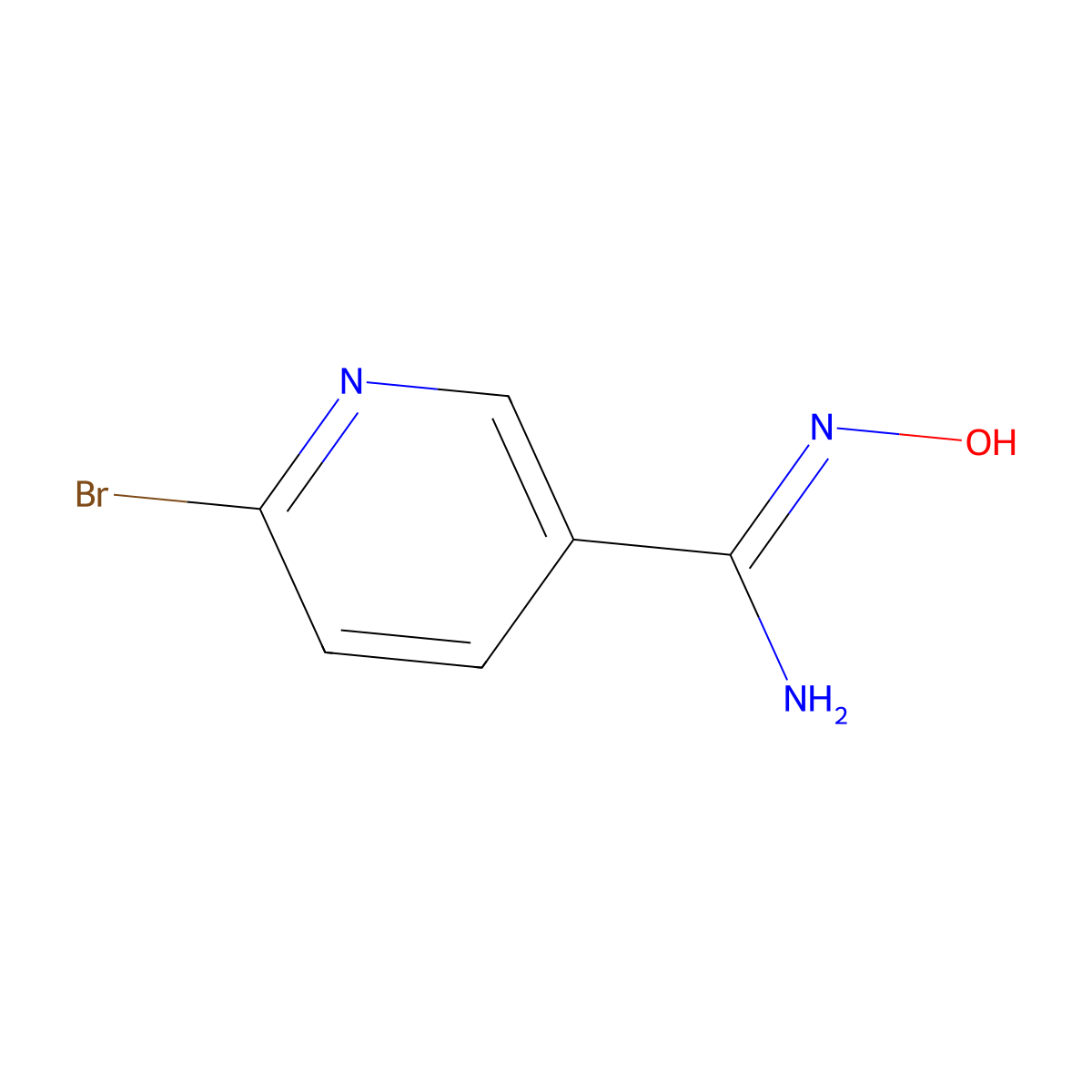 3-Pyridinecarboximidamide, 6-bromo-N-hydroxy- molecular structure, CAS 1415144-06-7