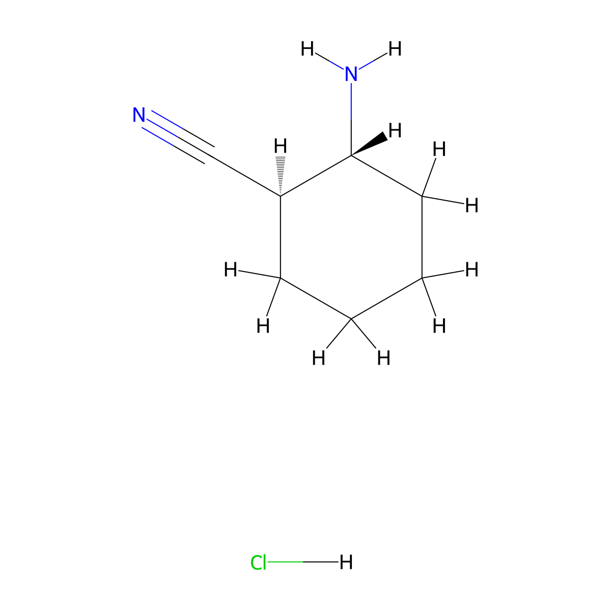 trans-2-Aminocyclohexanecarbonitrile hydrochloride molecular structure, CAS 1415151-70-0