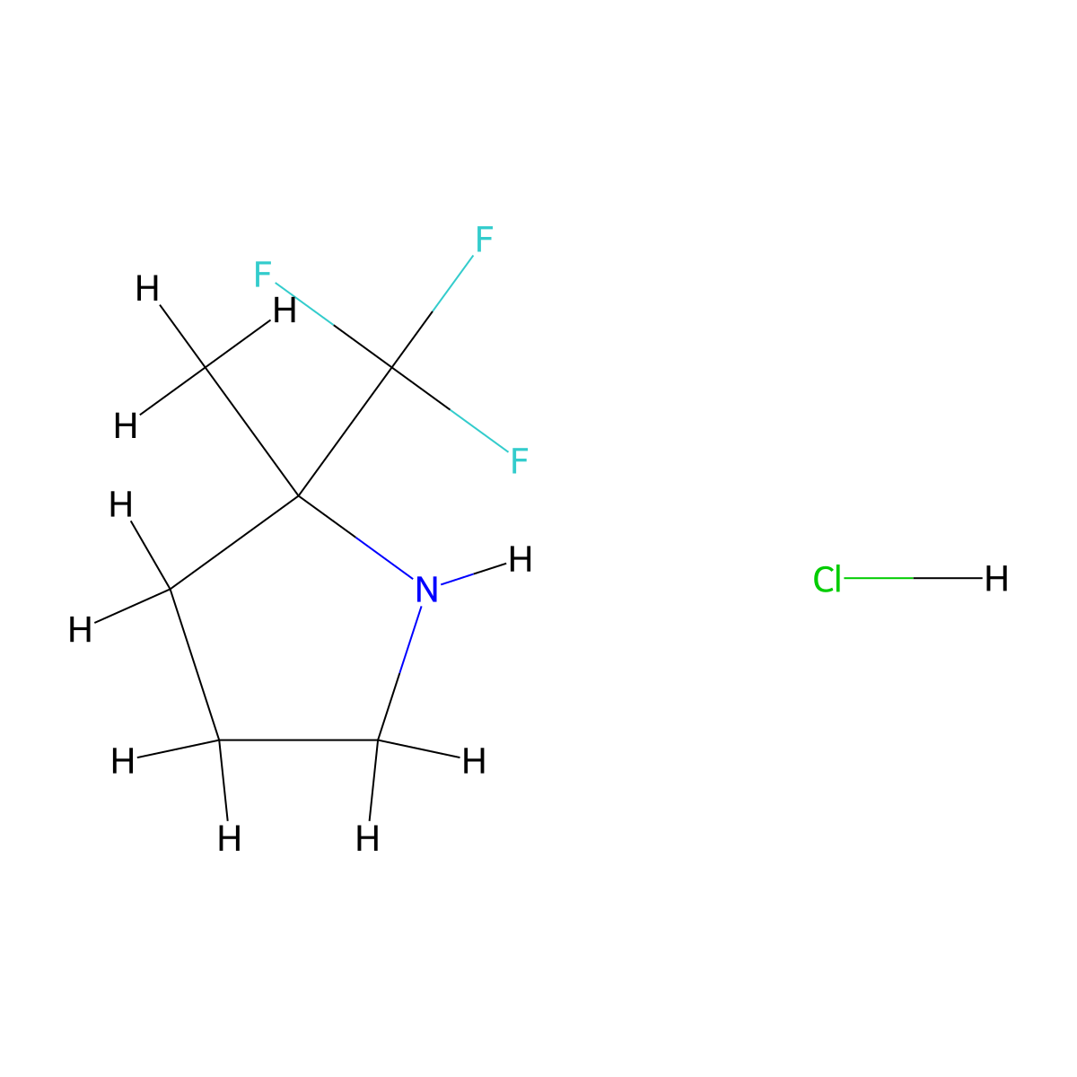 2-Methyl-2-(trifluoromethyl)pyrrolidine hydrochloride molecular structure, CAS 141519-23-5
