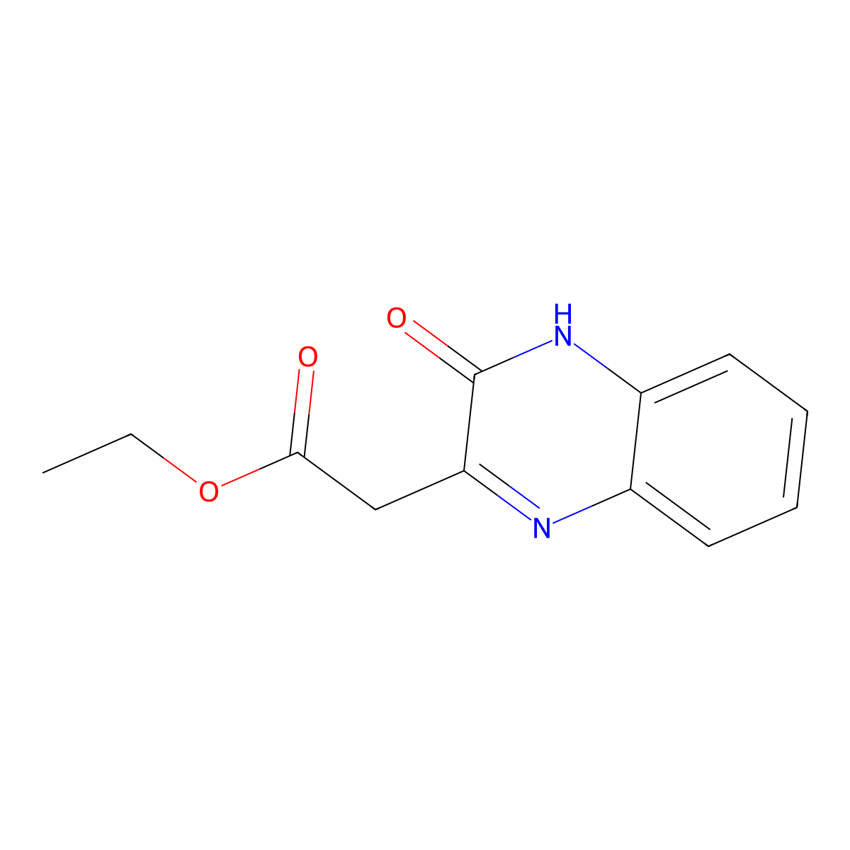 2-Quinoxalineacetic acid, 3,4-dihydro-3-oxo-, ethyl ester molecular structure, CAS 14152-56-8