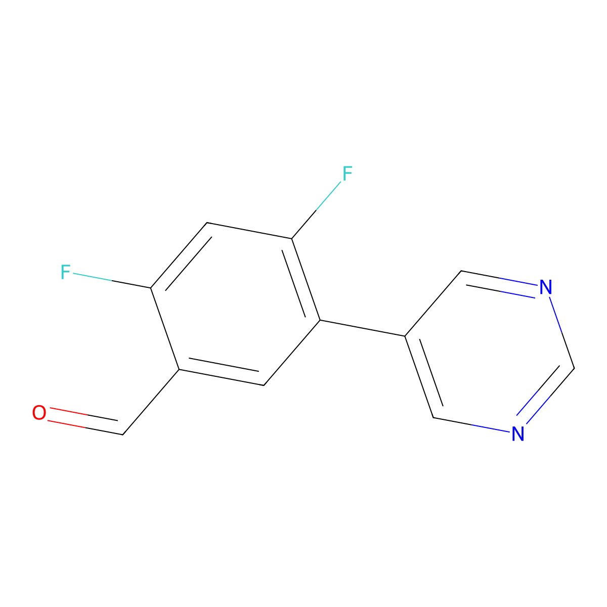 2,4-Difluoro-5-(pyrimidin-5-yl)benzaldehyde molecular structure, CAS 1415208-99-9