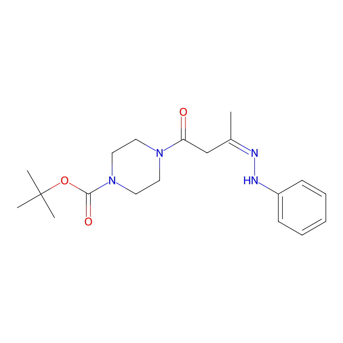 tert-Butyl 4-(3-(2-phenylhydrazono)butanoyl)piperazine-1-carboxylate molecular structure, CAS 1415220-05-1
