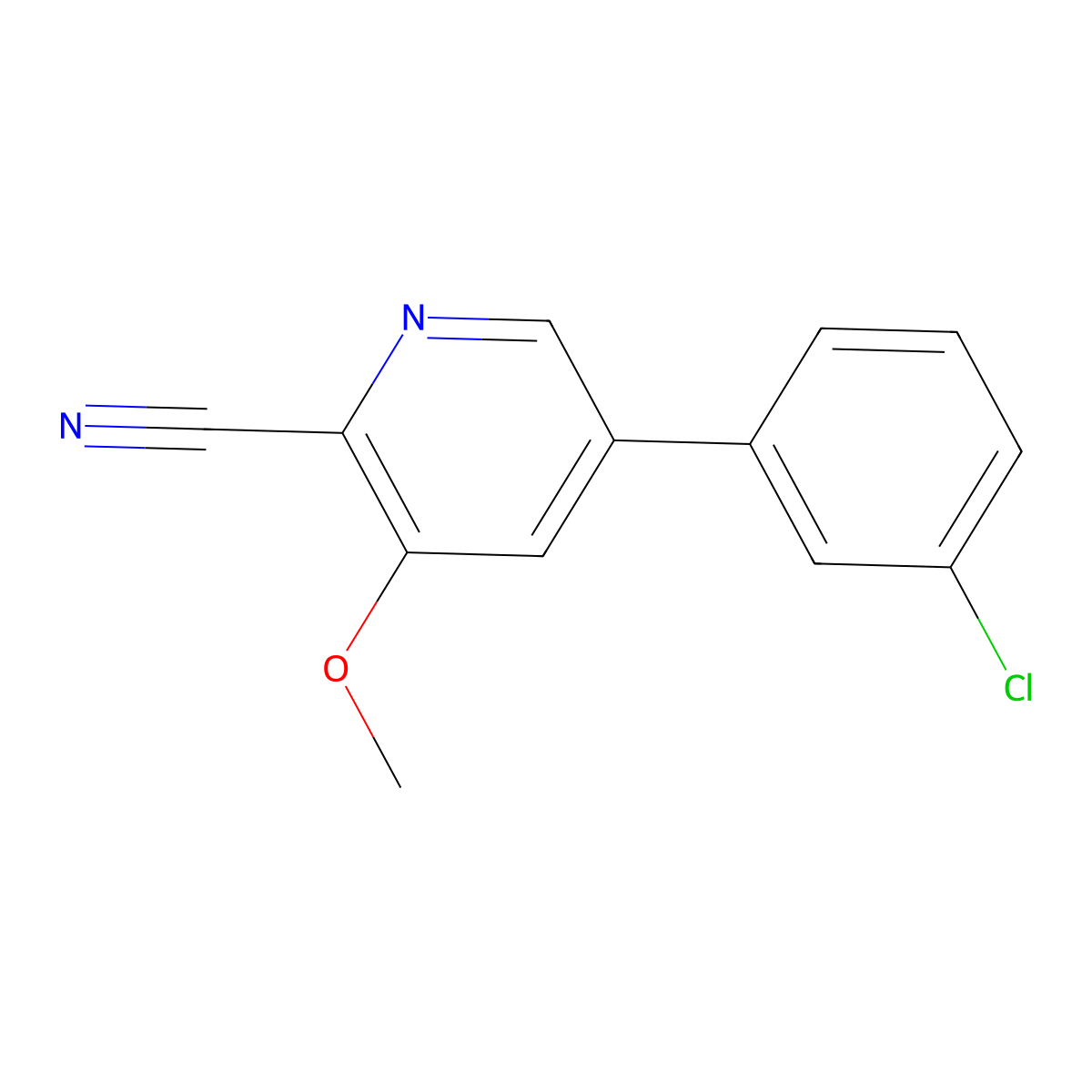 5-(3-Chlorophenyl)-3-methoxy-2-pyridinecarbonitrile molecular structure, CAS 1415226-39-9