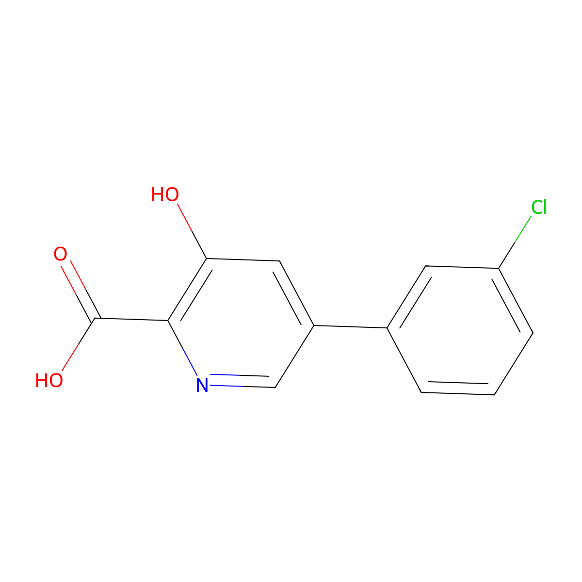 5-(3-Chlorophenyl)-3-hydroxy-2-pyridinecarboxylic acid molecular structure, CAS 1415226-40-2