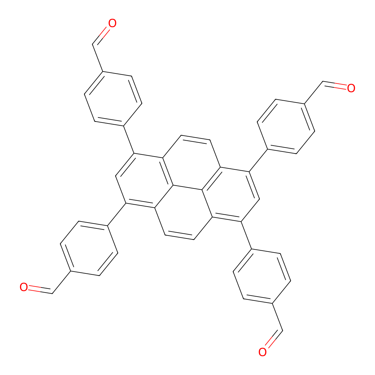 4,4',4'',4'''-(Pyrene-1,3,6,8-tetrayl)tetrabenzaldehyde molecular structure, CAS 1415238-25-3