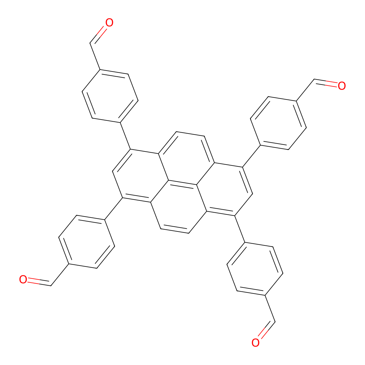 4,4',4'',4'''-(Pyrene-1,3,6,8-tetrayl)tetrabenzaldehyde molecular structure, CAS 1415238-25-3