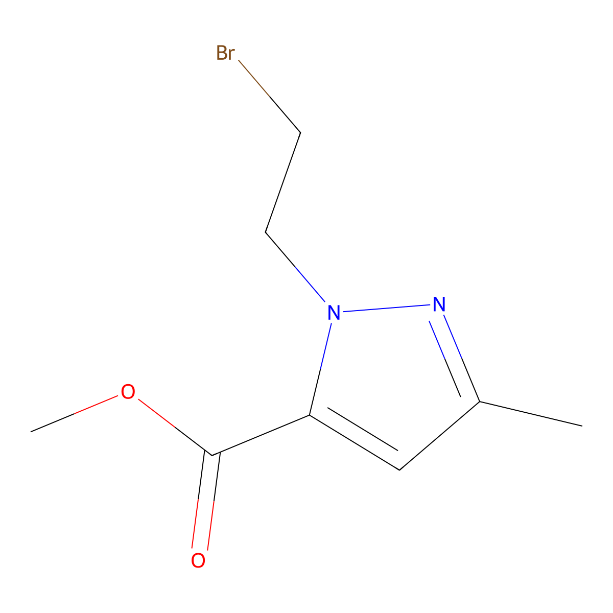 methyl 1-(2-bromoethyl)-3-methyl-1H-pyrazole-5-carboxylate molecular structure, CAS 1415239-96-1