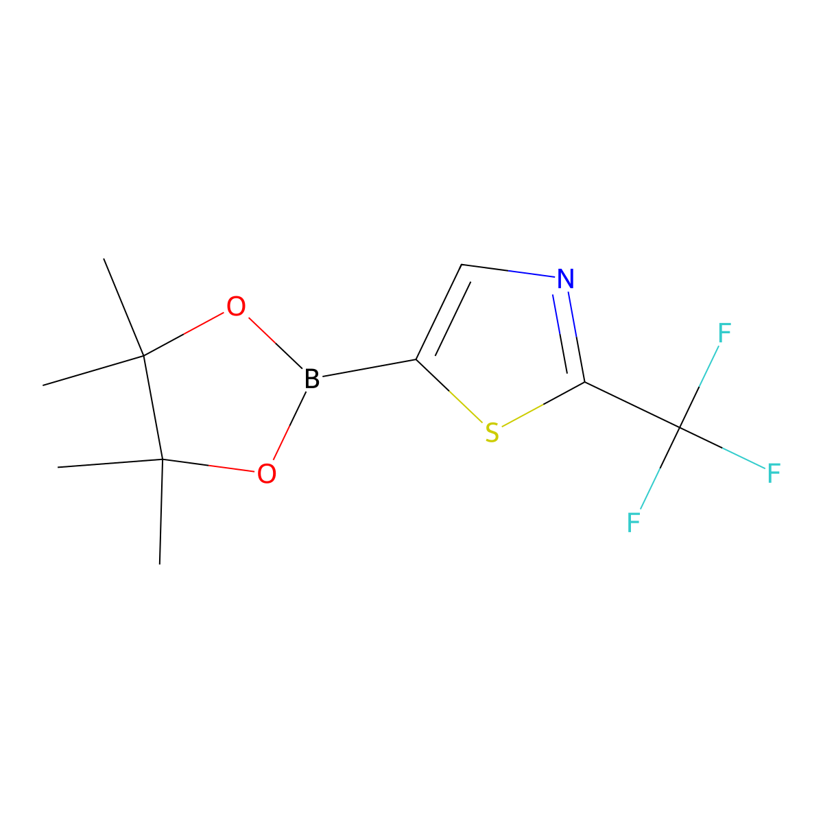5-(Tetramethyl-1,3,2-dioxaborolan-2-yl)-2-(trifluoromethyl)-1,3-thiazole molecular structure, CAS 1415241-98-3