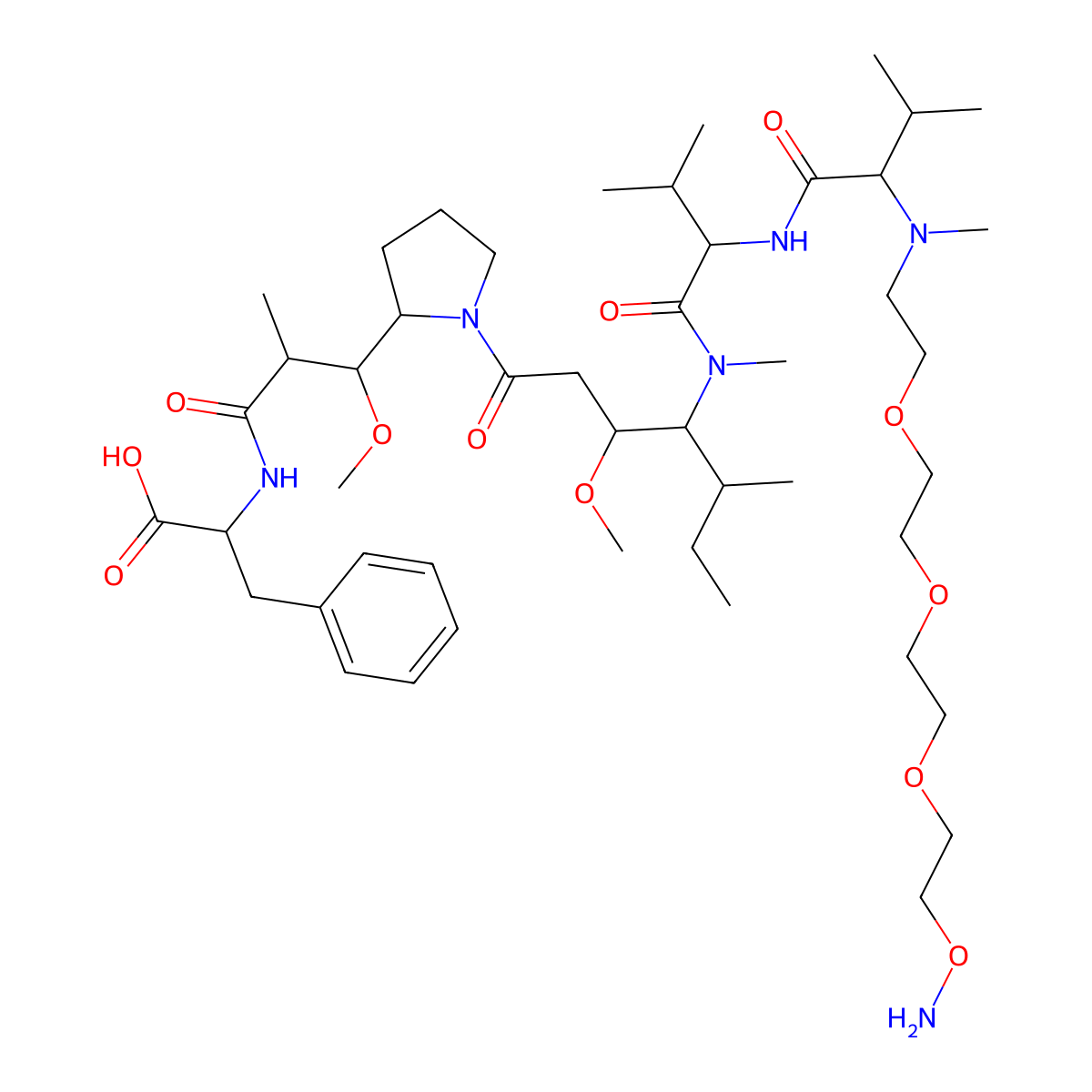 PEG4-aminooxy-MMAF molecular structure, CAS 1415246-35-3