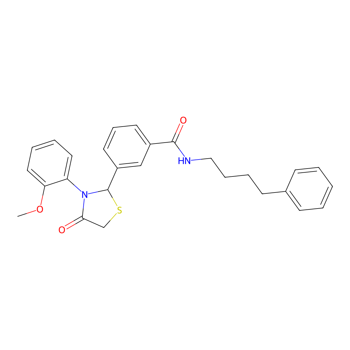 3-(3-(2-Methoxyphenyl)-4-oxothiazolidin-2-yl)-N-(4-phenylbutyl)benzamide molecular structure, CAS 1415251-36-3