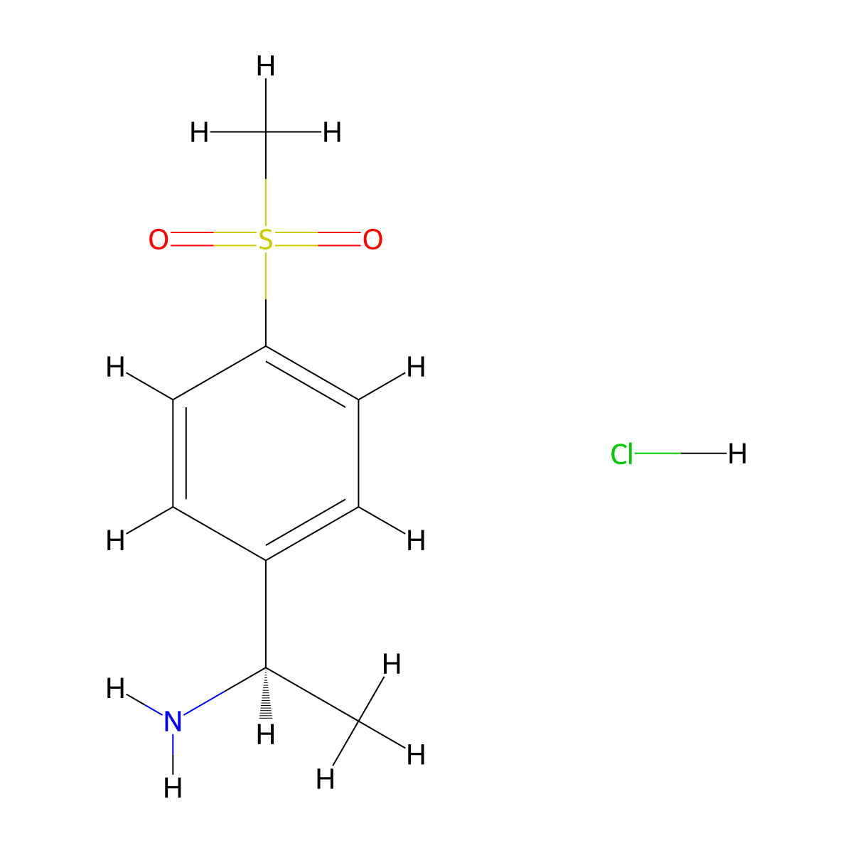 (1R)-1-(4-methanesulfonylphenyl)ethan-1-amine hydrochloride molecular structure, CAS 1415257-65-6