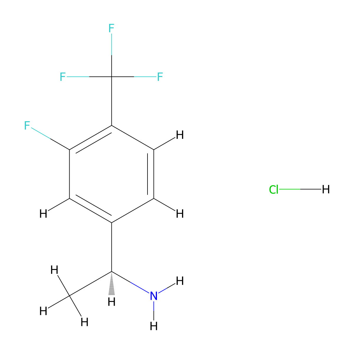 (S)-1-(3-fluoro-4-(trifluoromethyl)phenyl)ethanamine hydrochloride molecular structure, CAS 1415257-78-1