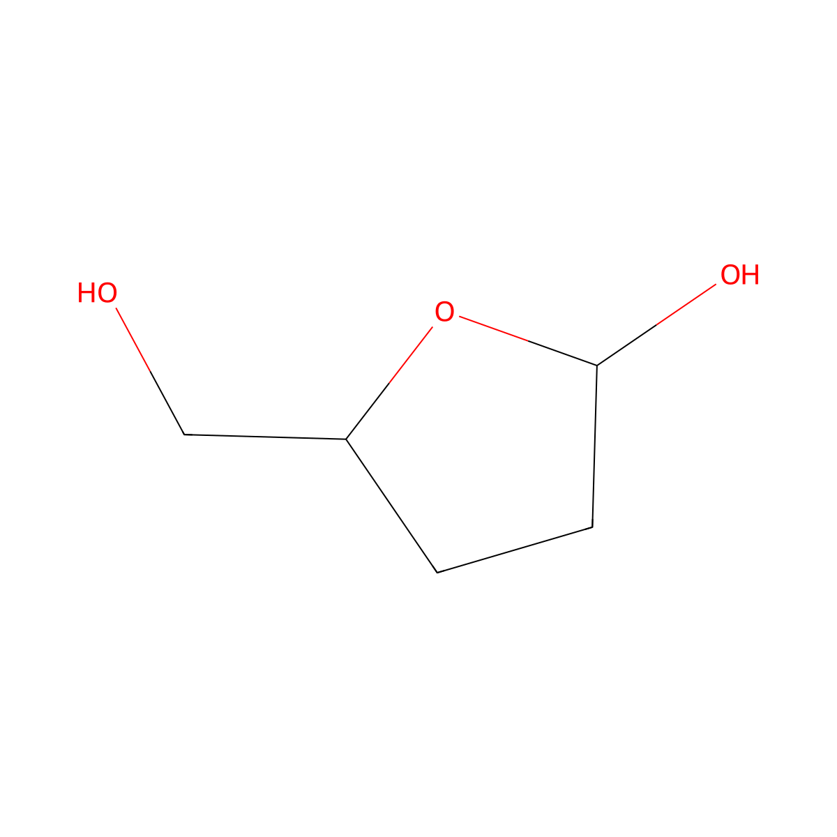 Tetrahydro-5-hydroxyfuran-2-methanol molecular structure, CAS 14153-04-9