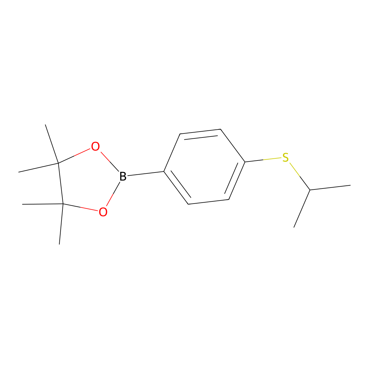 4,4,5,5-Tetramethyl-2-[4-(propan-2-ylsulfanyl)phenyl]-1,3,2-dioxaborolane molecular structure, CAS 1415309-93-1